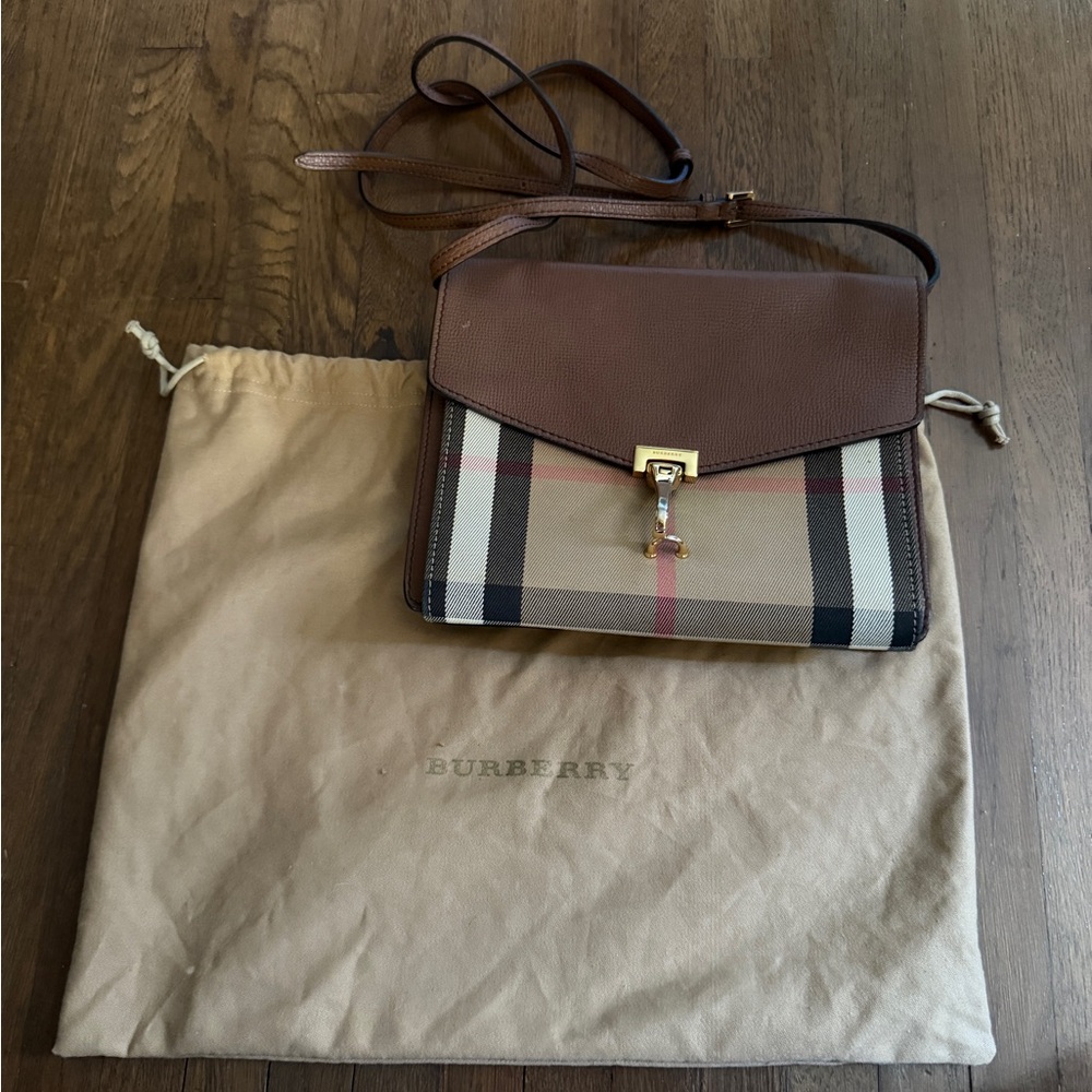 Burberry Tan and Plaid Shoulder Bag